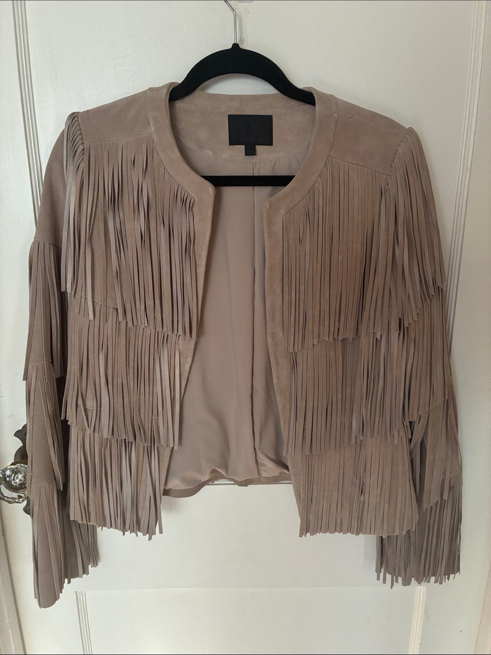 Intermix Fringe Suede leather Jacket - Taupe